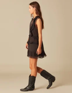 Nicoli Dresses<ANTHRACITE CHIFFON DRESS Grises antracitas