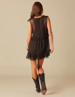 Nicoli Dresses<ANTHRACITE CHIFFON DRESS Grises antracitas