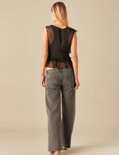 Nicoli Tops<ANTHRACITE CHIFFON TOP Grises antracitas