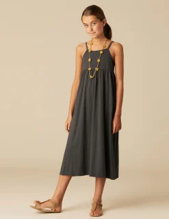 Nicoli Dresses<ANTHRACITE COTTON DRESS Grises antracitas
