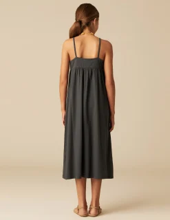 Nicoli Dresses<ANTHRACITE COTTON DRESS Grises antracitas