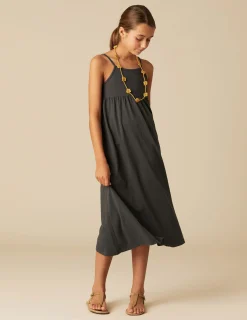 Nicoli Dresses<ANTHRACITE COTTON DRESS Grises antracitas