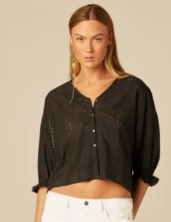 Nicoli Shirts & Blouses<ANTHRACITE EMBROIDERED SHIRT Grises antracitas