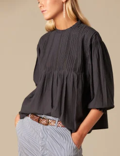 Nicoli Shirts & Blouses<ANTHRACITE LACE SHIRT Blancos