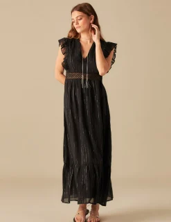 Nicoli Dresses<ANTHRACITE LUREX DRESS Negros