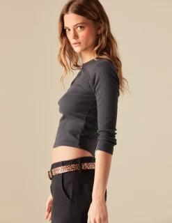 Nicoli T-shirts<ANTHRACITE OPEN T-SHIRT Grises antracitas