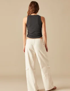 Nicoli T-shirts<ANTHRACITE RUFFLE T-SHIRT Blancos