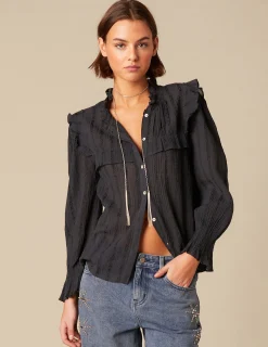 Nicoli Shirts & Blouses<ANTHRACITE RUFFLED SHIRT Grises antracitas