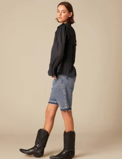 Nicoli Shirts & Blouses<ANTHRACITE RUFFLED SHIRT Grises antracitas