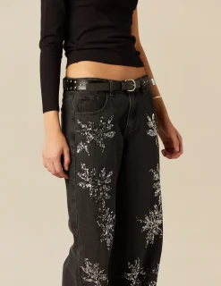 Nicoli Trousers|Denim<ANTHRACITE SEQUINNED TROUSERS Grises antracitas