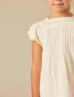 Nicoli Dresses<BEIGE PIN-TUCK DRESS Crudos