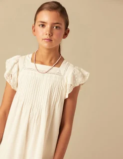 Nicoli Dresses<BEIGE PIN-TUCK DRESS Crudos