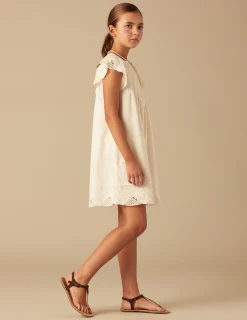 Nicoli Dresses<BEIGE PIN-TUCK DRESS Crudos