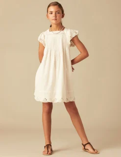 Nicoli Dresses<BEIGE PIN-TUCK DRESS Crudos