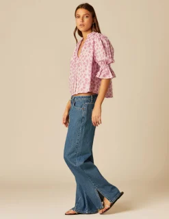 Nicoli Shirts & Blouses<BERRY FLOWER PRINT SHIRT Mora