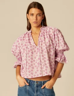 Nicoli Shirts & Blouses<BERRY FLOWER PRINT SHIRT Mora