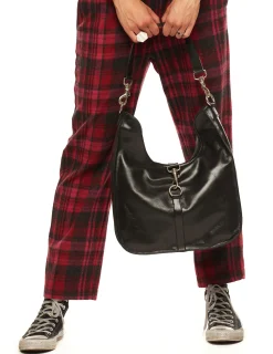 Nicoli Bags<BLACK BUCKLE SHOPPING BAG Granate