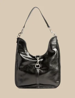 Nicoli Bags<BLACK BUCKLE SHOPPING BAG Granate