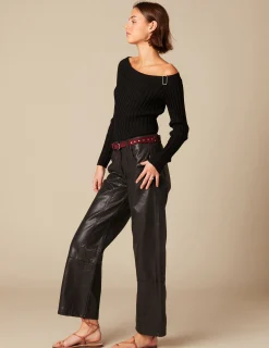 Nicoli Tops<BLACK BUCKLE TOP Negros
