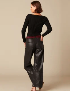 Nicoli Tops<BLACK BUCKLE TOP Negros