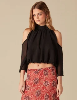 Nicoli Shirts & Blouses<BLACK CHIFFON SHIRT Negros