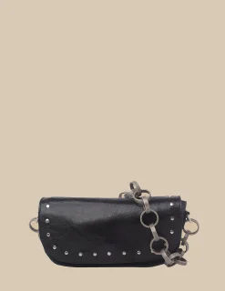 Nicoli Bags<Black Flap Bag Large Chain Negros