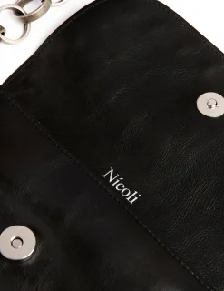 Nicoli Bags<Black Flap Bag Large Chain Negros