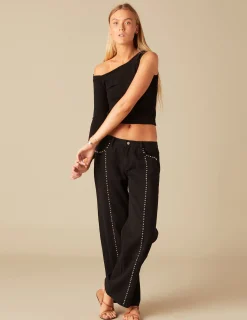 Nicoli Tops<BLACK KNIT TOP Negros