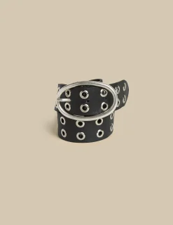 Nicoli Belts<Black N Belt Large Silver Studs Negros