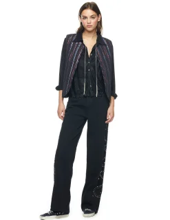 Nicoli Trousers|Denim<BLACK PAISLEY STUDDED JEANS Azul vaquero