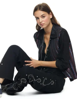 Nicoli Trousers|Denim<BLACK PAISLEY STUDDED JEANS Azul vaquero