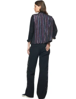 Nicoli Trousers|Denim<BLACK PAISLEY STUDDED JEANS Azul vaquero