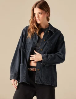 Nicoli Outerwear|Denim<BLUE BLACK DENIM JACKET Azul vaquero