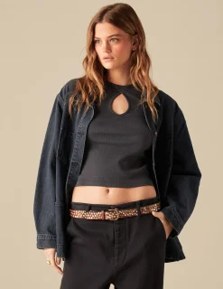 Nicoli Outerwear|Denim<BLUE BLACK DENIM JACKET Azul vaquero