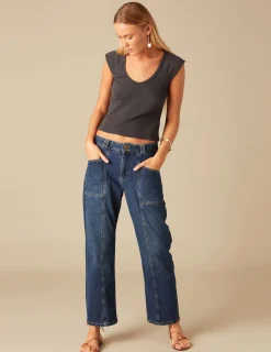 Nicoli Trousers|Denim<BLUE BLACK STITCHED JEANS Azules