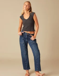 Nicoli Trousers|Denim<BLUE BLACK STITCHED JEANS Azules