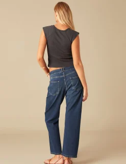 Nicoli Trousers|Denim<BLUE BLACK STITCHED JEANS Azules