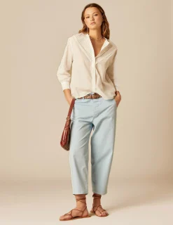 Nicoli Trousers<BLUE BUTTONED TROUSERS Azules claros