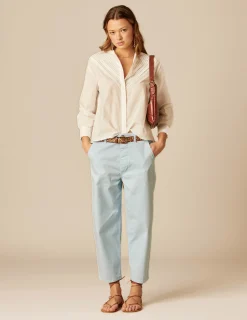 Nicoli Trousers<BLUE BUTTONED TROUSERS Azules claros