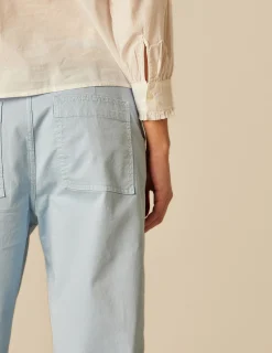 Nicoli Trousers<BLUE BUTTONED TROUSERS Azules claros