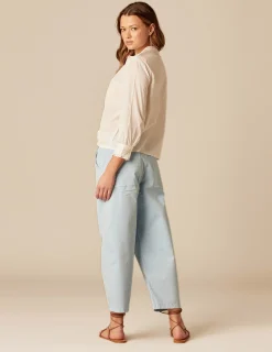 Nicoli Trousers<BLUE BUTTONED TROUSERS Azules claros