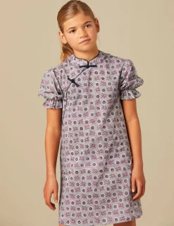 Nicoli Dresses<BLUE FLORAL DRESS Lila