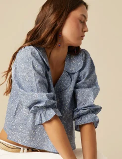 Nicoli Shirts & Blouses<BLUE FLORAL SHIRT Azules claros