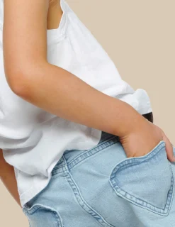 Nicoli Denim|Shorts<BLUE HEART POCKET SHORTS Azules claros