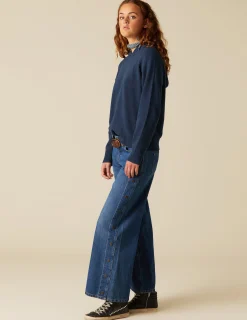 Nicoli Trousers|Denim<BLUE JEANS SIDE BUTTONS Azul vaquero