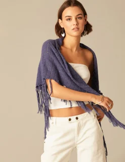 Nicoli Knitwear|Scarves & Shawls<BLUE KNIT SHAWL Azules