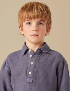 Nicoli Shirts<BLUE LINEN SHIRT Azules claros