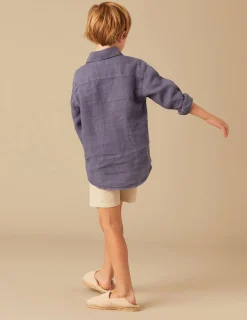 Nicoli Shirts<BLUE LINEN SHIRT Azules claros