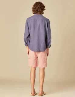 Nicoli Shirts<BLUE LINEN SHIRT Blancos