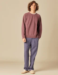 Nicoli Trousers<BLUE LINEN TROUSERS Verde caza